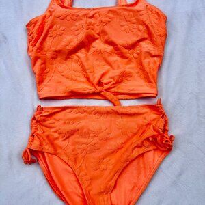Swimsuit Two-Piece XL Orange Floral
